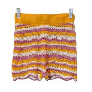 Rue 21 Womens Size XS Yellow Pink White Acrylic High Rise Pull On Knitted Shorts
